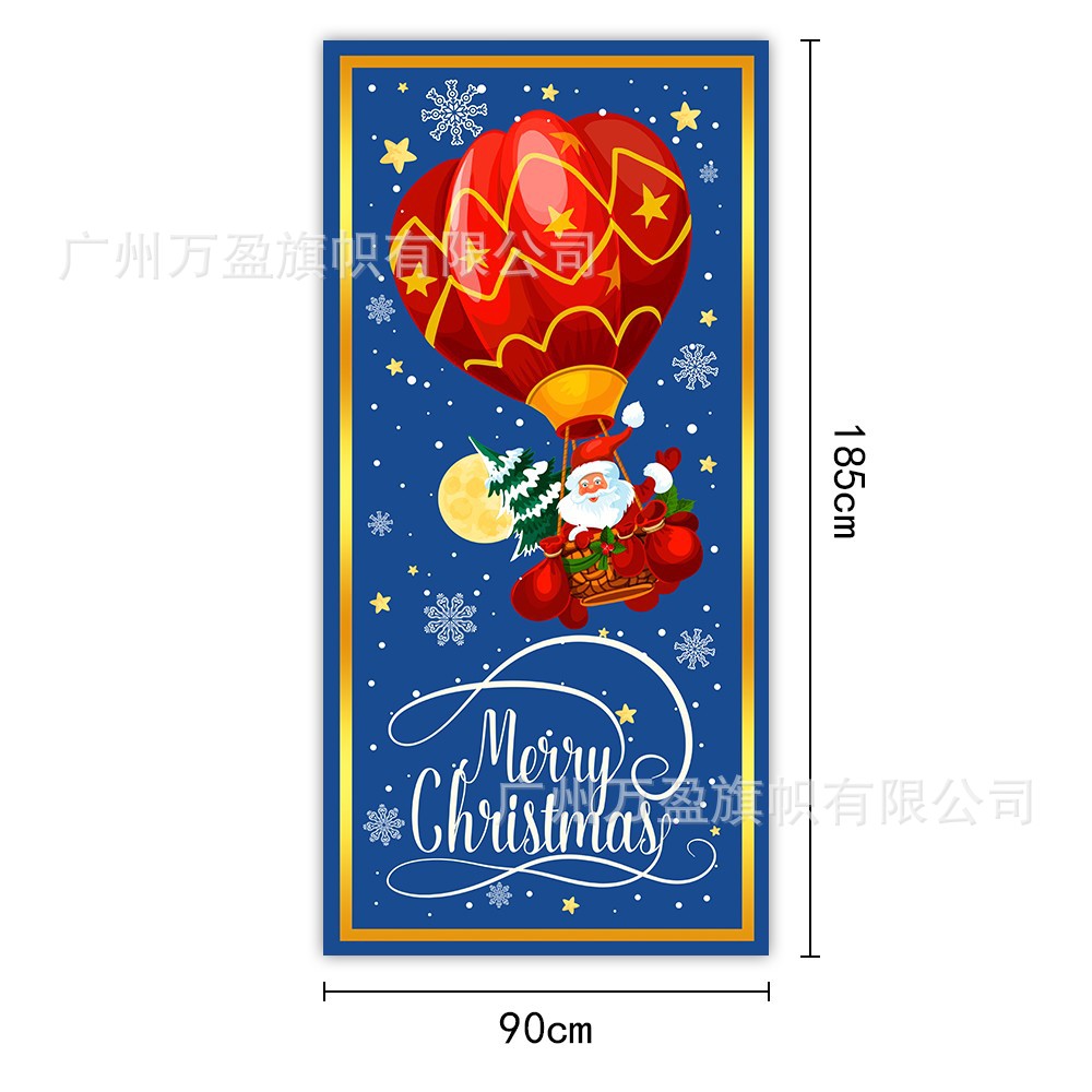 2025 nuevos productos de navidad cortina de bandera Santa Claus para ver la hoja de regalo decoración de tela colgante Bandera de bienvenida de Navidad