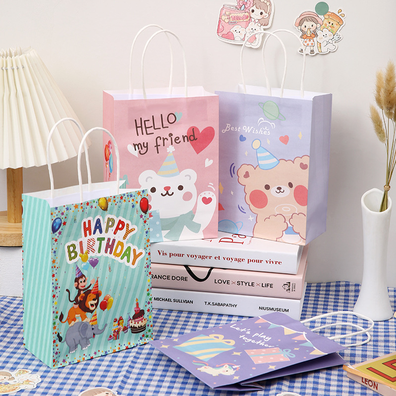 礼品袋生日礼物袋手提袋派对袋子儿童糖果可爱卡通牛皮纸袋包装袋
