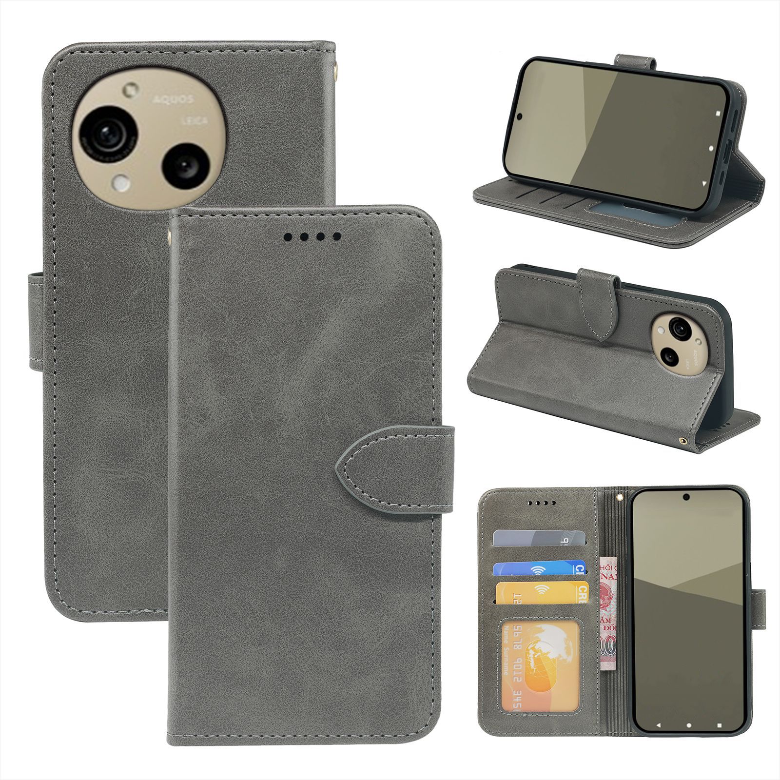 Sense10手机皮套适用夏普Aquos Sense 9小牛皮相框7翻盖8保护壳6