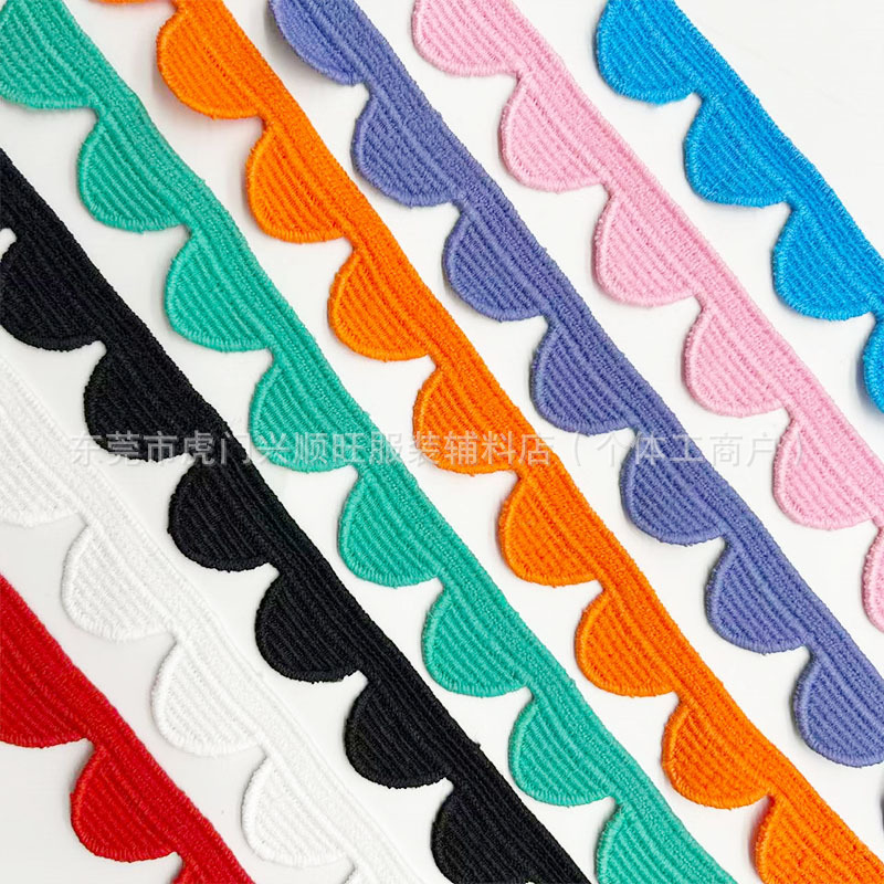 Colorful 2CM single-sided semicircular wavy lace trim for clothing collars, pillow edging, S-shaped sailor tape decorative accessory