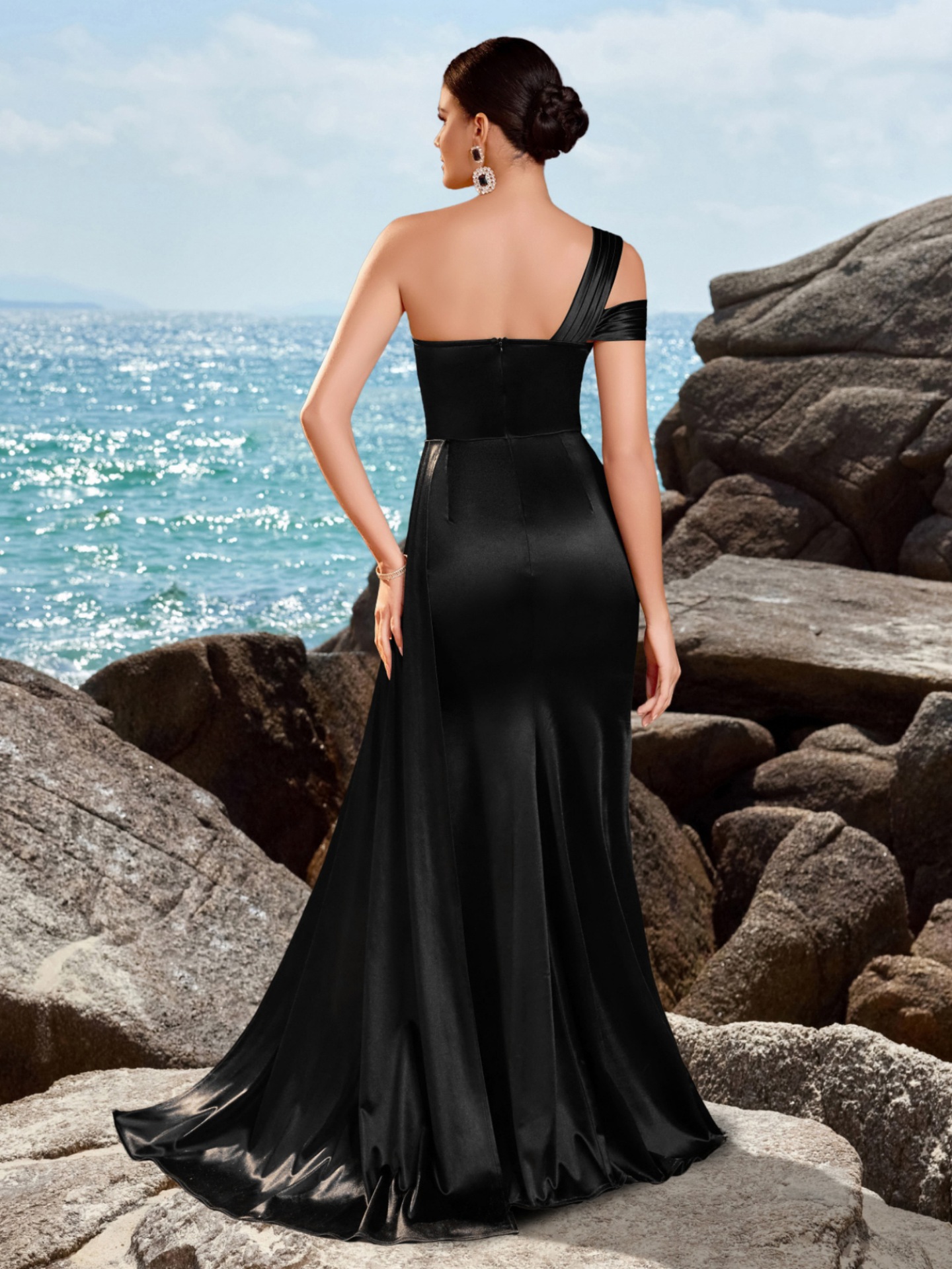 Vestido de noche de tubo de hombro con sentido de diseño elegante transfronterizo de Amazon image 4