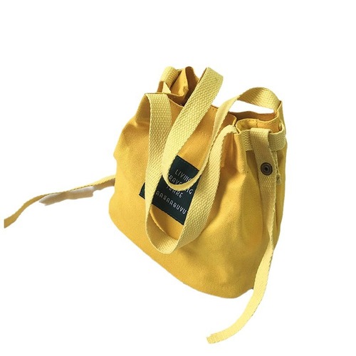 Small Bucket Bag Handbag, Japanese Artistic Minimalist Forest Retro College Style Letter Canvas Bag Shoulder Bag Crossbody Bag