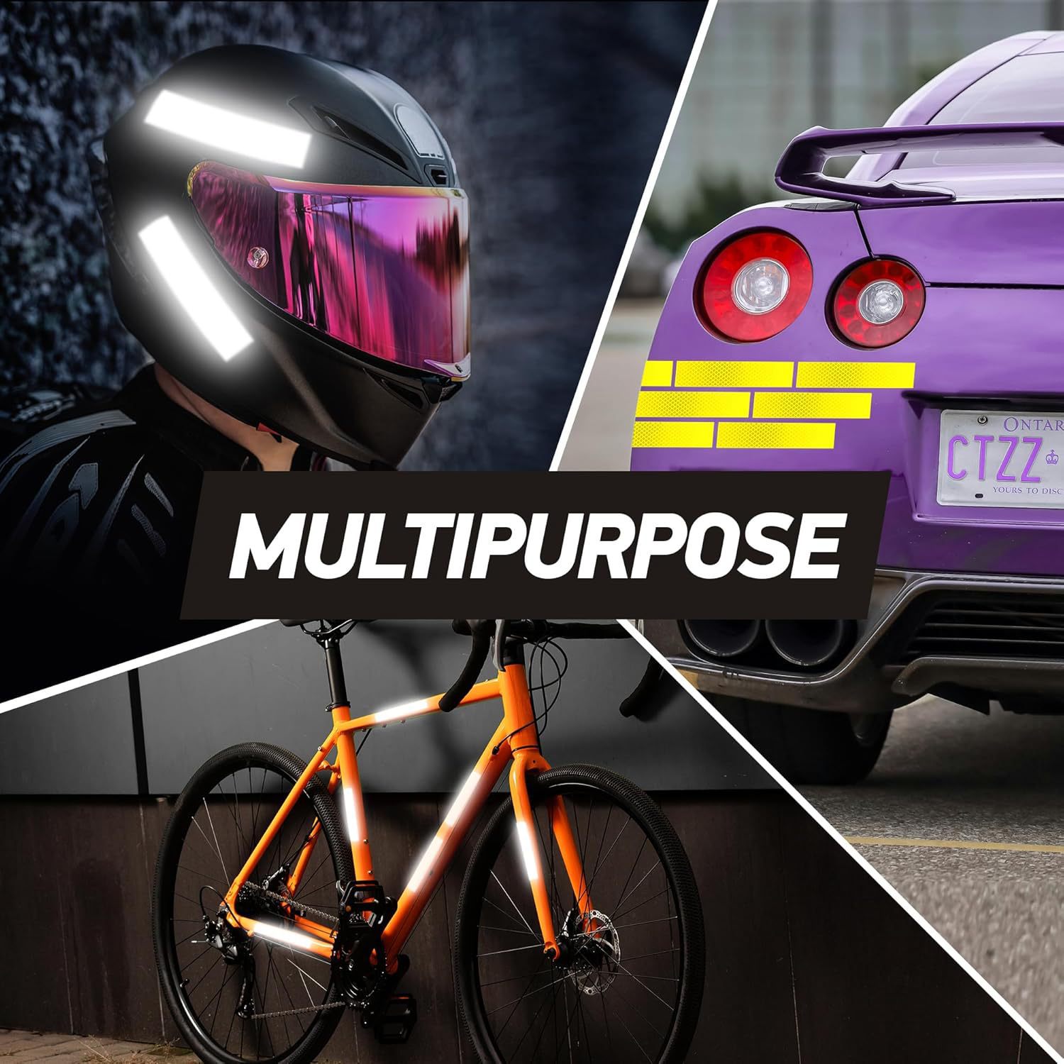 Adesivi riflettenti ad alta visibilità Diamond per casco e auto, adesivi di avvertimento multiuso, 5 pezzi_voghion.com