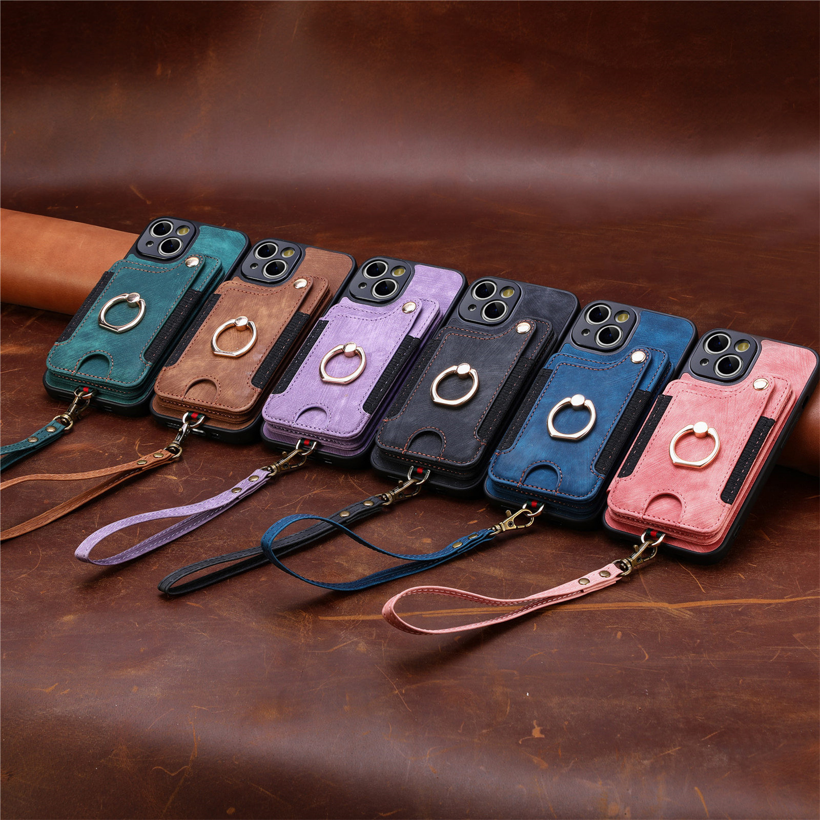 Vintage Style Solid Color Pu Leather    Phone Cases display picture 3