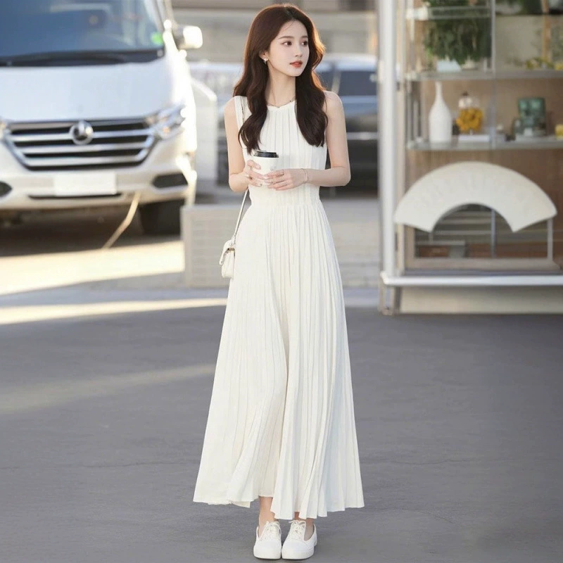 Летнее элегантное и элегантное длинное платье в стиле богини, элитное, изысканное и элитное, супер красивое белое платье без рукавов.