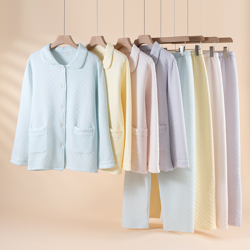 Pure Cotton Pajamas for Women, Air Cotton Thickeneded, Warm and Comfortable, Pure Color Casual and Simple Home Wear Set for Men and Women Pure Cotton Pajamas for Women, Air Cotton Thickeneded, Warm and Comfortable, Pure Color Casual and Simple Home Wear Set for Men and Women