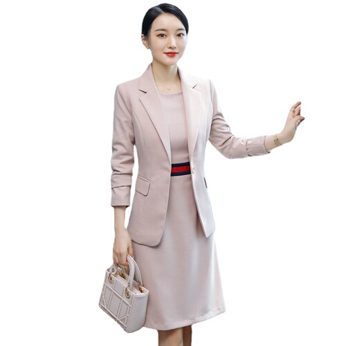 Autumn/Winter Suit Dress Embroidered LOGO Professional Uniform Beauty Therapist Flight Attendant Uniform Jewelry Store Hotel Front Desk Workwear