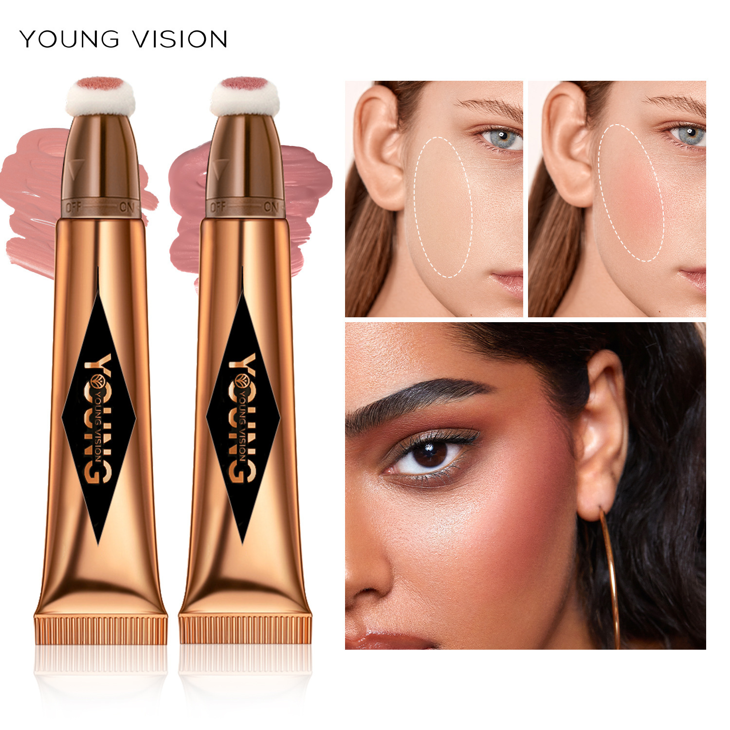 YOUNG VISION Soft heel for contouring, multicoloured face blush, makeup primer, 6 colors