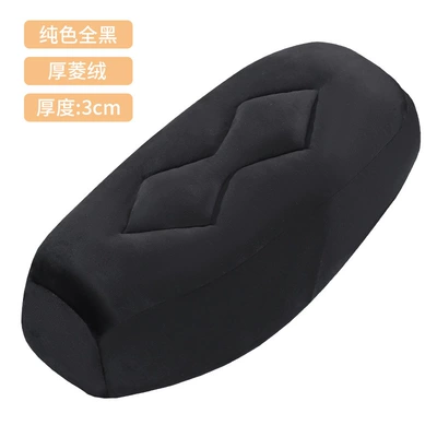 Motorcycle cushion Cushion Cover, Thickened Velvet, Comfortable - thick-velvet-seat-cover-solid-color-all-black-l