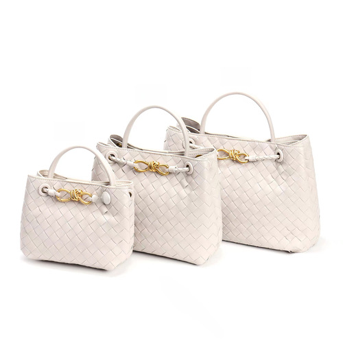  New Cross-border Trend Tote Bag, Versatile Fashion Gingham Leather Woven Bag, Casual Single Shoulder Handbag for Women