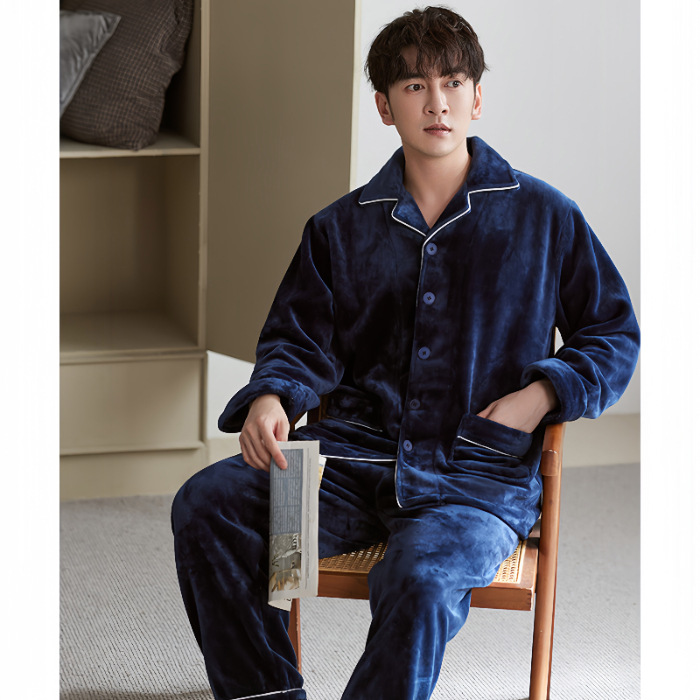 Nuevo otoño y invierno pijamas para mujeres y hombres gruesas ropa cálida de coral veludo pareja franela conjunto de ropa para el hogar