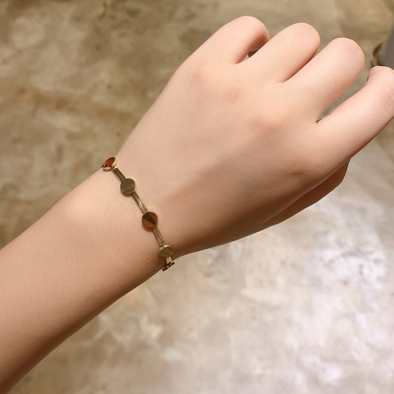 Round, Solid Color Pattern Women'S Gender Elegant Round Solid Color Titanium Steel Bracelets Necklace