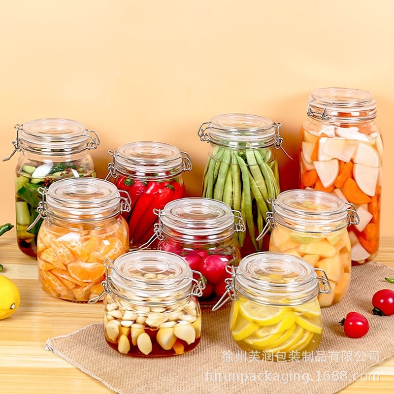 玻璃密封卡扣食品储物罐泡酒泡菜坛子大容量茶叶储藏罐蜂蜜果酱瓶