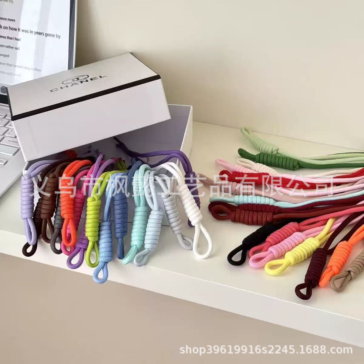 5mm colorful woven bag strap, mobile phone handmade rope, nylon rope, DIY keychain, mobile phone chain wholesale
