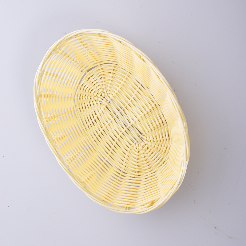 Suministro imitación ratán pan cesta merienda tienda de la torta de plástico PE cesta tejida caramelo merienda placa PP Oval cesta tejida