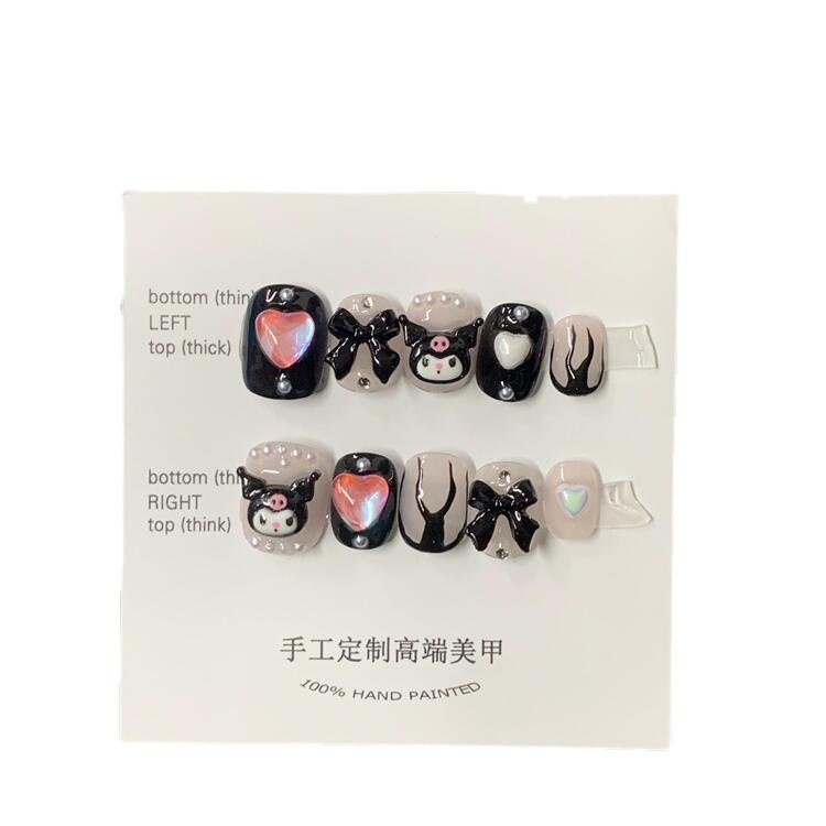 Popular en línea popular coolomi amor llama desgaste hecho a mano de uñas al por mayor estudiante pegatinas de uñas mujeres embarazadas falso parche de uñas