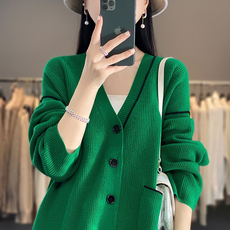Autumn woolen long cardigan