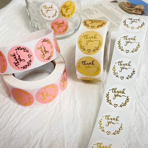 Cross-border olive roll kraft paper hot stamping sticker thank you for baking self-adhesive label envelope decorative sealing sticker
