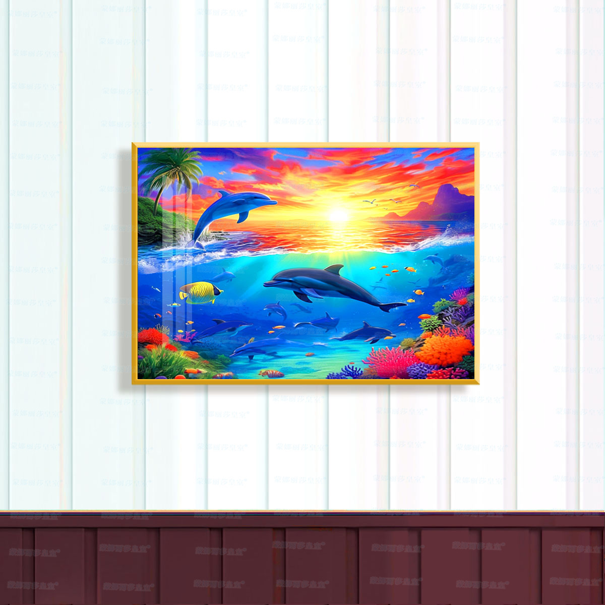 Mona Lisa Real mundo submarino de bordado cruzado nuevo estilo de animales marinos sueños estética sala de estar bordado a mano