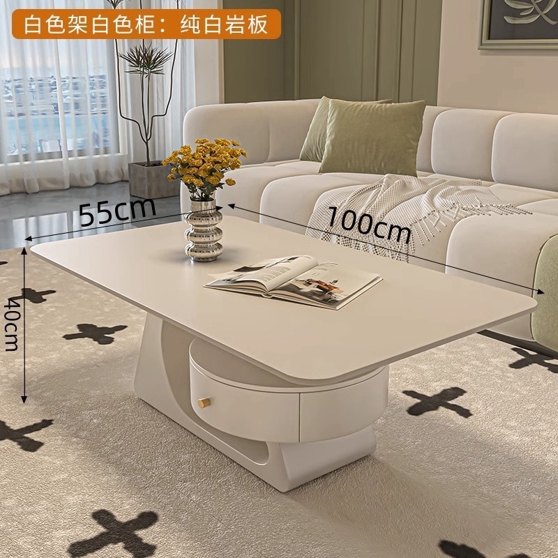 Crema rectangular madera tabla de mesa de mesa de roca lujoso moderno simple hogar pequeño sala de estar nueva mesa de alta calidad