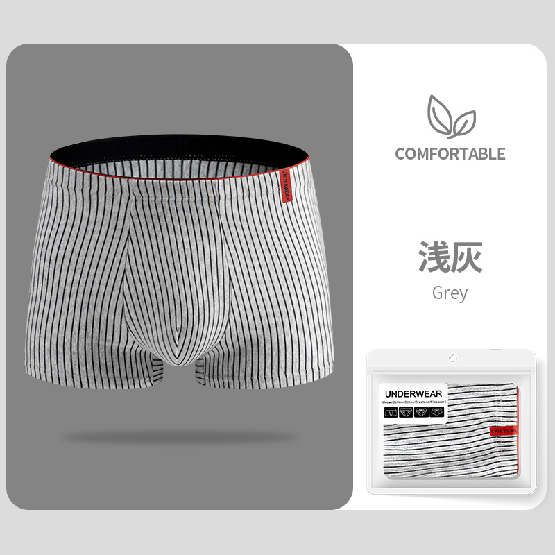 Ropa interior de los hombres a rayas niños antibacterianos transpirable Boxer shorts cabeza rayas deportes suelta más tamaño Boxer shorts al por mayor
