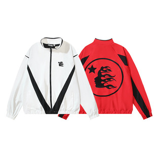 American Cross-Border Hellstar Trendy Brand Flight Jacket Windbreaker Jacket for Men and Women Color Matching Zipper Sports and Leisure