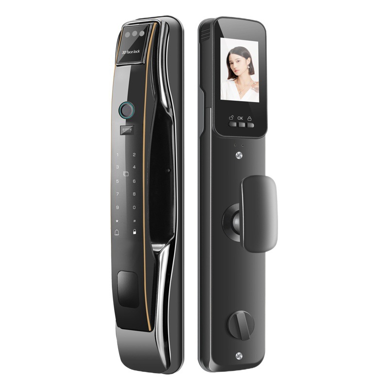 Top con intercomunicador en tiempo real 3D reconocimiento facial cerradura de huellas dactilares cerradura inteligente intercomunicador automático puerta antirrobo cerradura electrónica contraseña