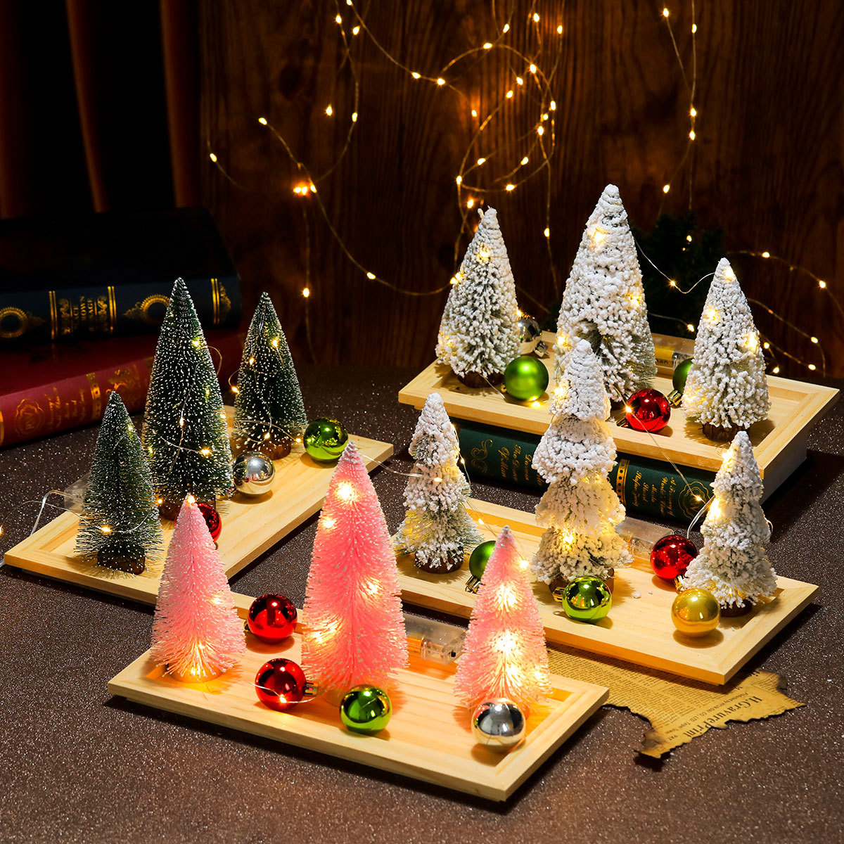 New color box luminous desktop with lights Christmas tree…