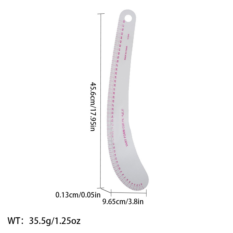 Regla de curva directa de fábrica Botón regla de arco regla de ropa regla de corte traje de regla de jaula de manga regla de tamaño colección