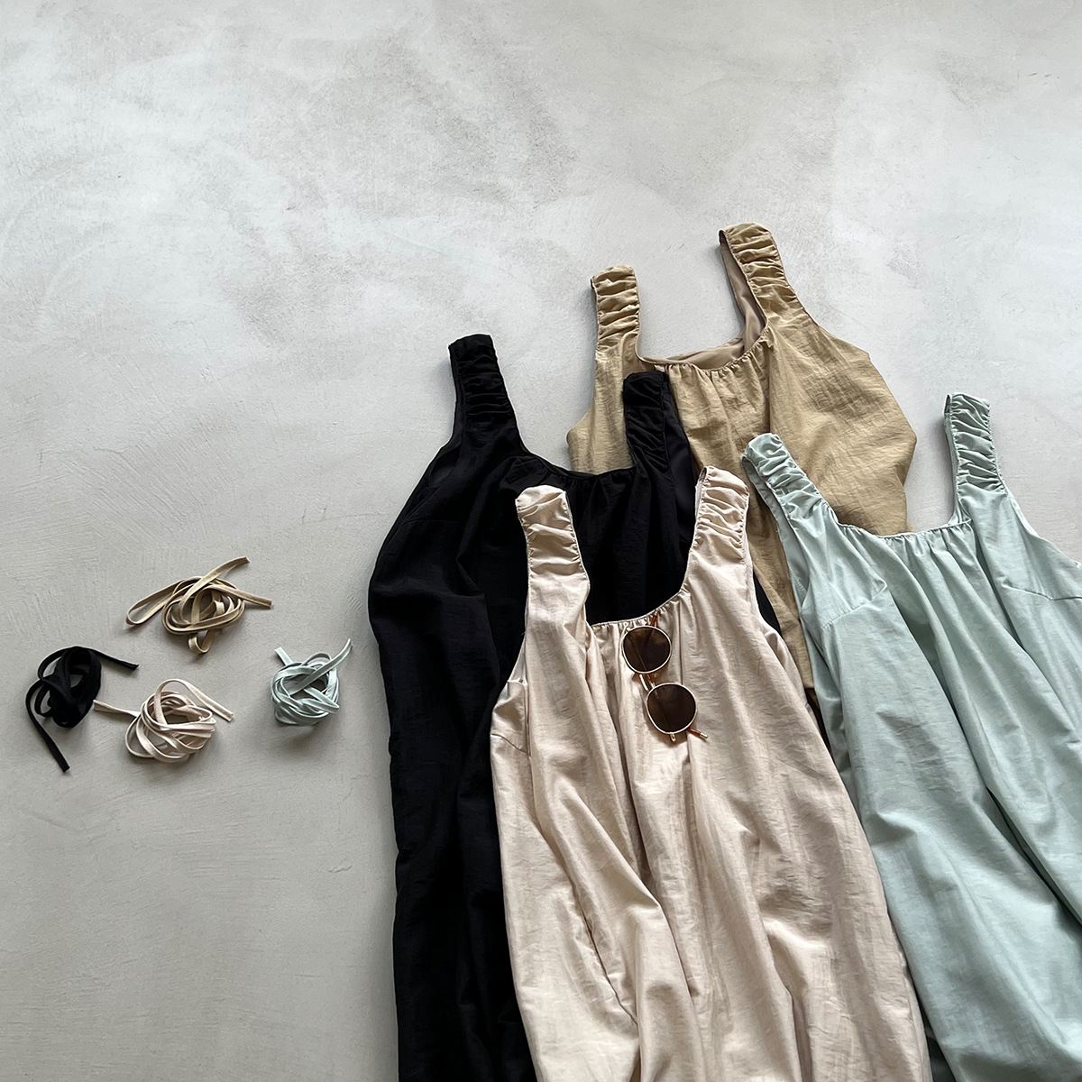 Design Sleeveless Dress Summer Lace up U Neck Backless Mid Length Vest Dress