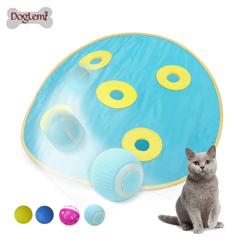 宠物解闷玩具猫咪玩具圆形捕猎罩自嗨猫咪电动玩具球可折叠玩具