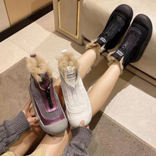 马丁靴女冬季新款皮面加绒雪地靴女厚底保暖舒适轻便棉鞋女鞋批发