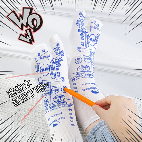 Foot health care and health socks with acupoint diagram, foot massage, foot massage, 100 acupoints socks, massage stick tool 
