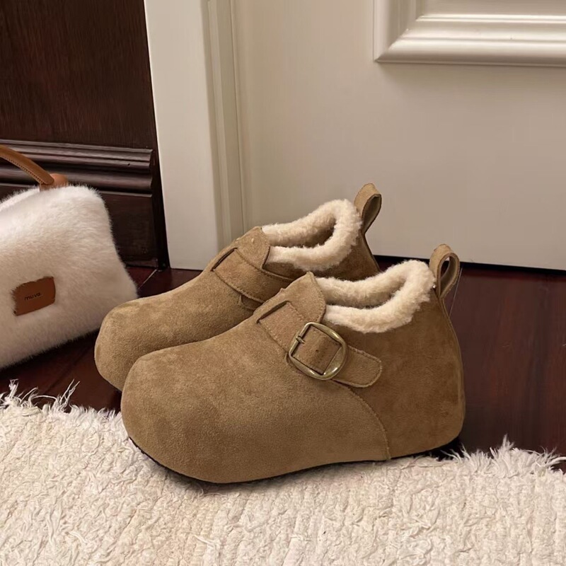 2025 Winter Loafers Thick-Soled Inner Heightening 5cm Small Fleece-Lined Birkenstock Shoes Women's Warm Snow Boots Cotton Shoes