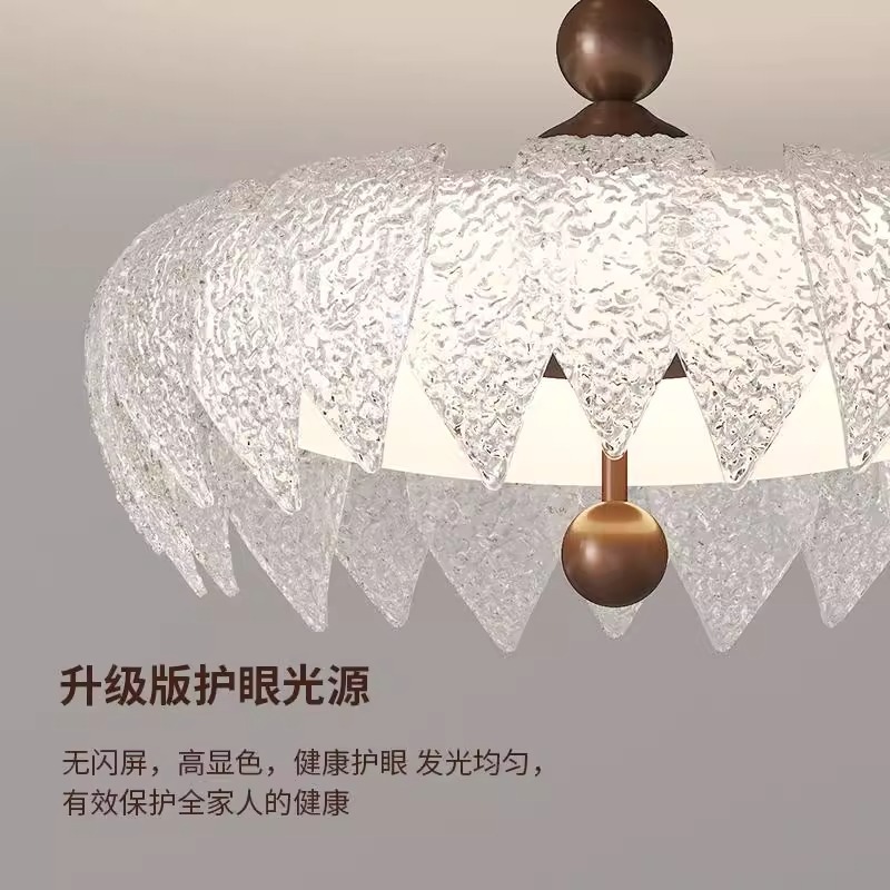 Lámpara de techo de dormitorio de estilo antiguo francés Lámpara de protección ocular de estudio de espectro completo LED de cristal retro de lujo ligero americano