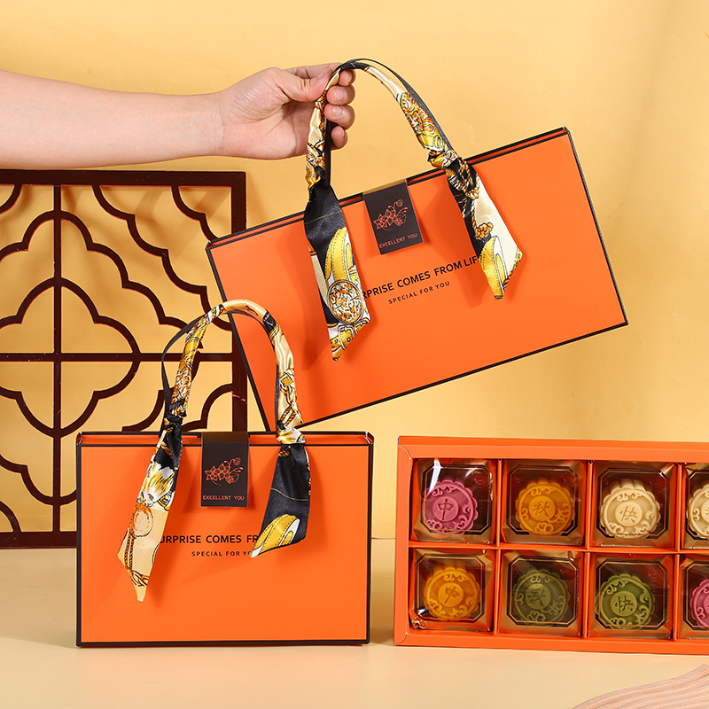 2025中秋月饼包装盒礼盒手提高档流心冰皮月饼4/6/8粒80g蛋黄酥盒