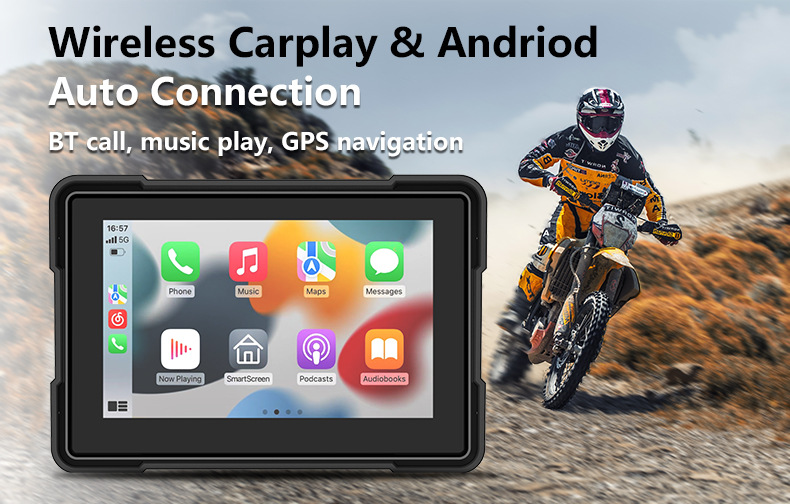 5inch Motorcycle Carplay Dashcam Supports Dual Recording Front and Rear, Supports Tire Pressure Monitoring, Cross-Border