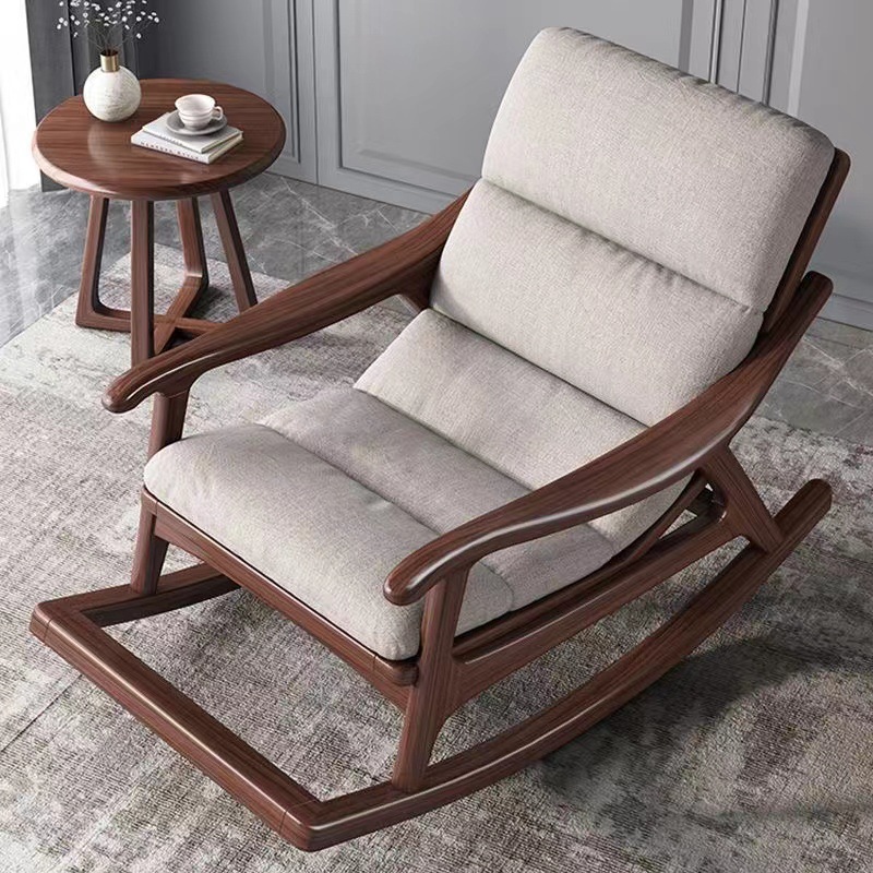 FNN1批发新中式实木摇摇椅乌金木懒人沙发单人椅子躺椅家用阳台休