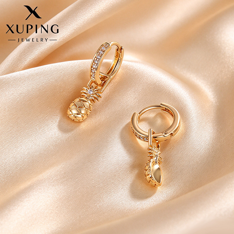 Pendientes de Aro con Zirconia de Aleación de Cobre Bañado en Oro de 18K