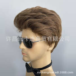 欧美男士假发wig棕色短假发头套化纤仿真丝男士假发 厂家现货批发