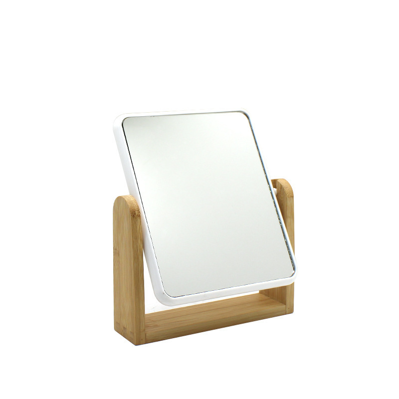 2182 Casual White Square Double-sided Desktop Makeup Mirror with Bamboo Frame Can Rotate 360 Degrees 2182 Casual White Square Double-sided Desktop Makeup Mirror with Bamboo Frame Can Rotate 360 Degrees