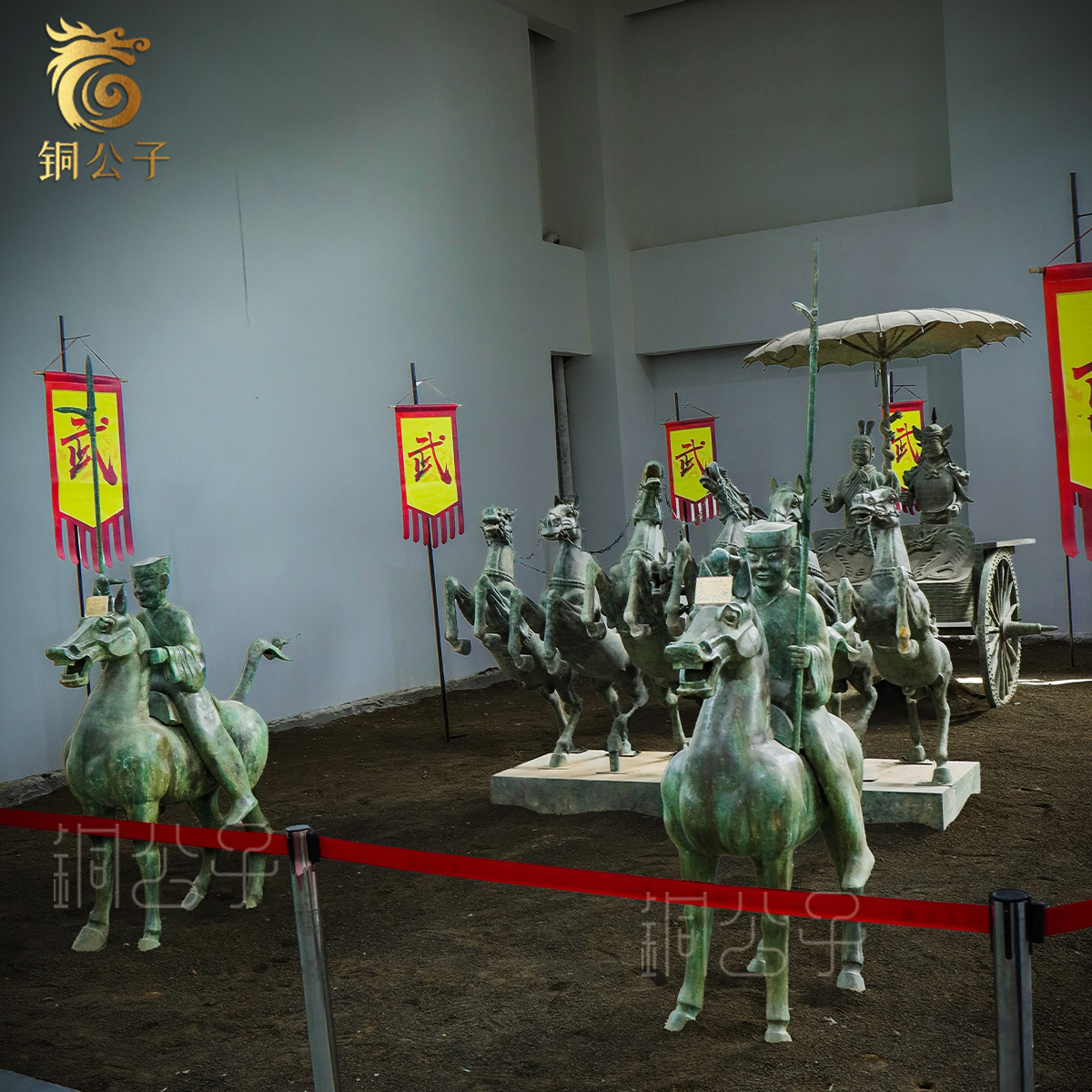 铜马天子驾六铜奔马大型铜动物雕塑制作铜摆件铜雕城市景区工艺品
