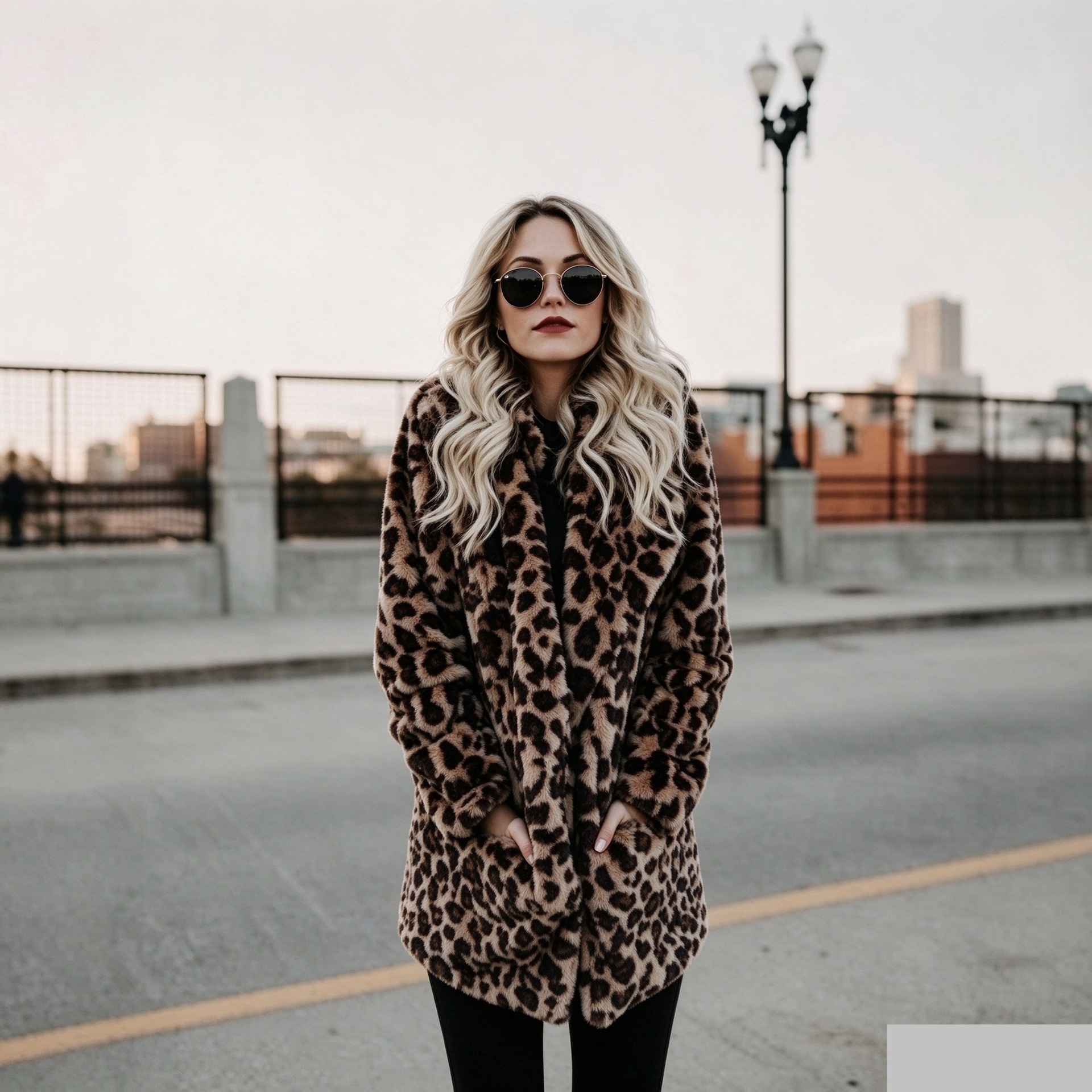 European and American style, trendy and versatile, leopard print faux fur coat with lapel, mid-length, long sleeves, a hot seller on Instagram.