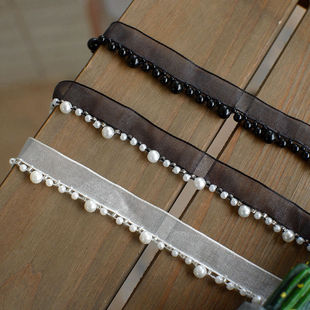 Width 1.5cm Pearl Lace Accessories Handmade Decorative Clothes Lace Accessories Lace Belt Material