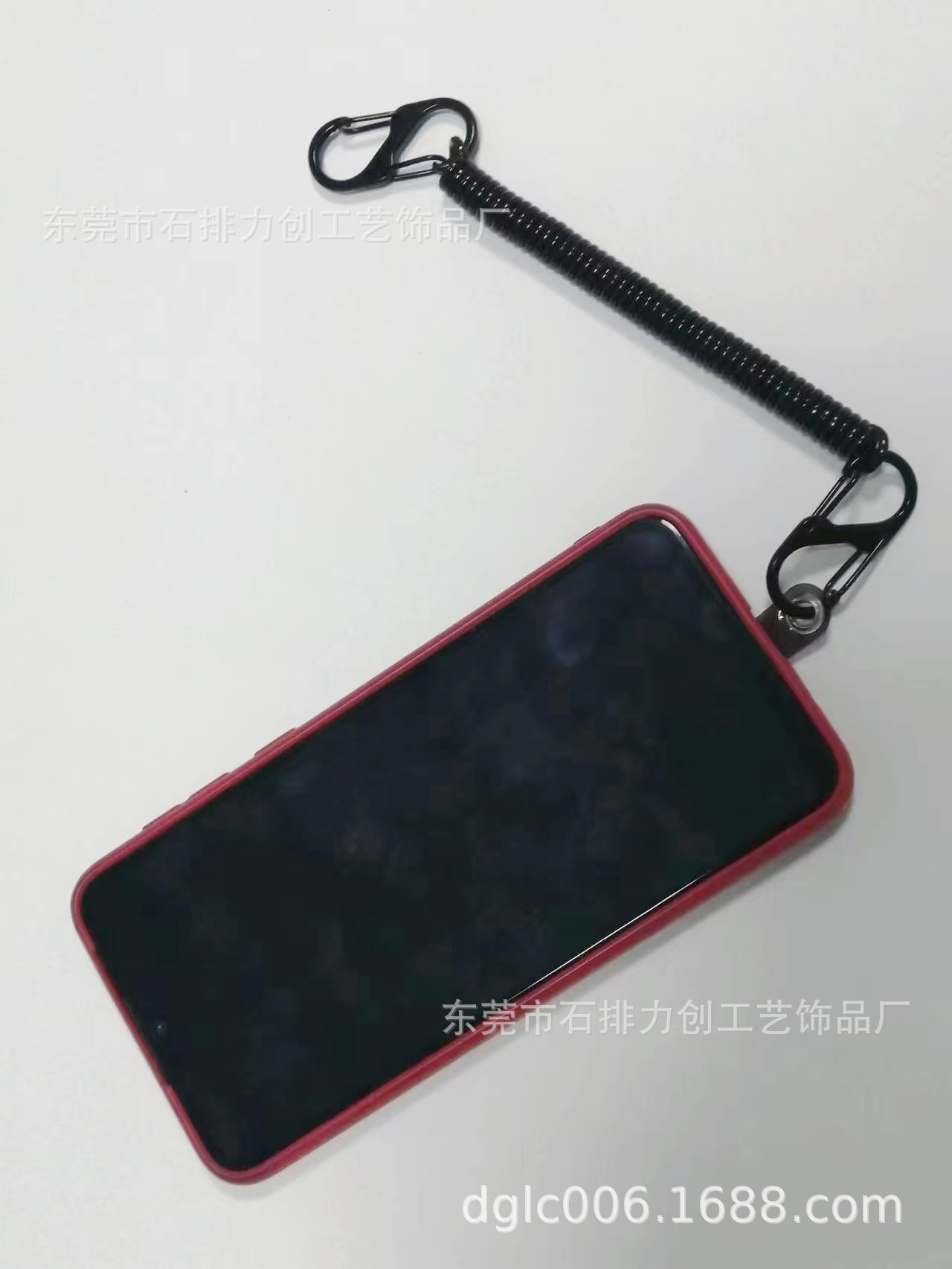 手机背贴防丢弹簧挂绳伸缩绳失手绳手机防掉防盗防摔黑色弹簧绳