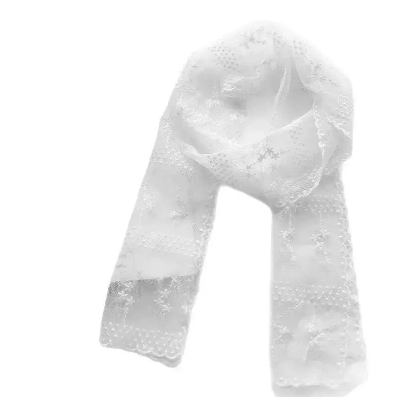 韓国蝶刺繍レースロングシルクスカーフ女性のための春と夏の新しいハイエンド多用途ネクタイネックアクセサリー|undefined