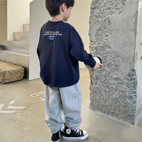 Haimajia boys' trendy pure cotton long-sleeved T-shirt tops children's 2024 spring and autumn new Korean style children's clothing bottoming shirt