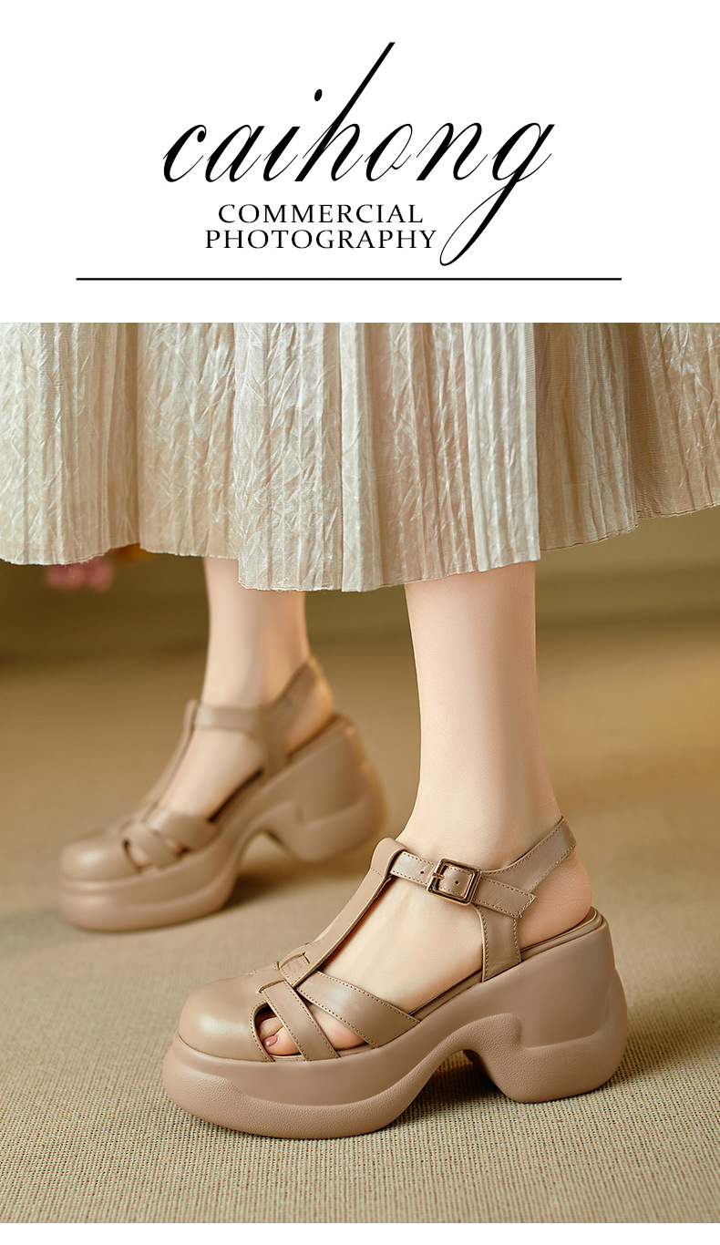 Sandal nữ quai chữ T đế xốp dày phong cách La Mã — đen chi tiết 1