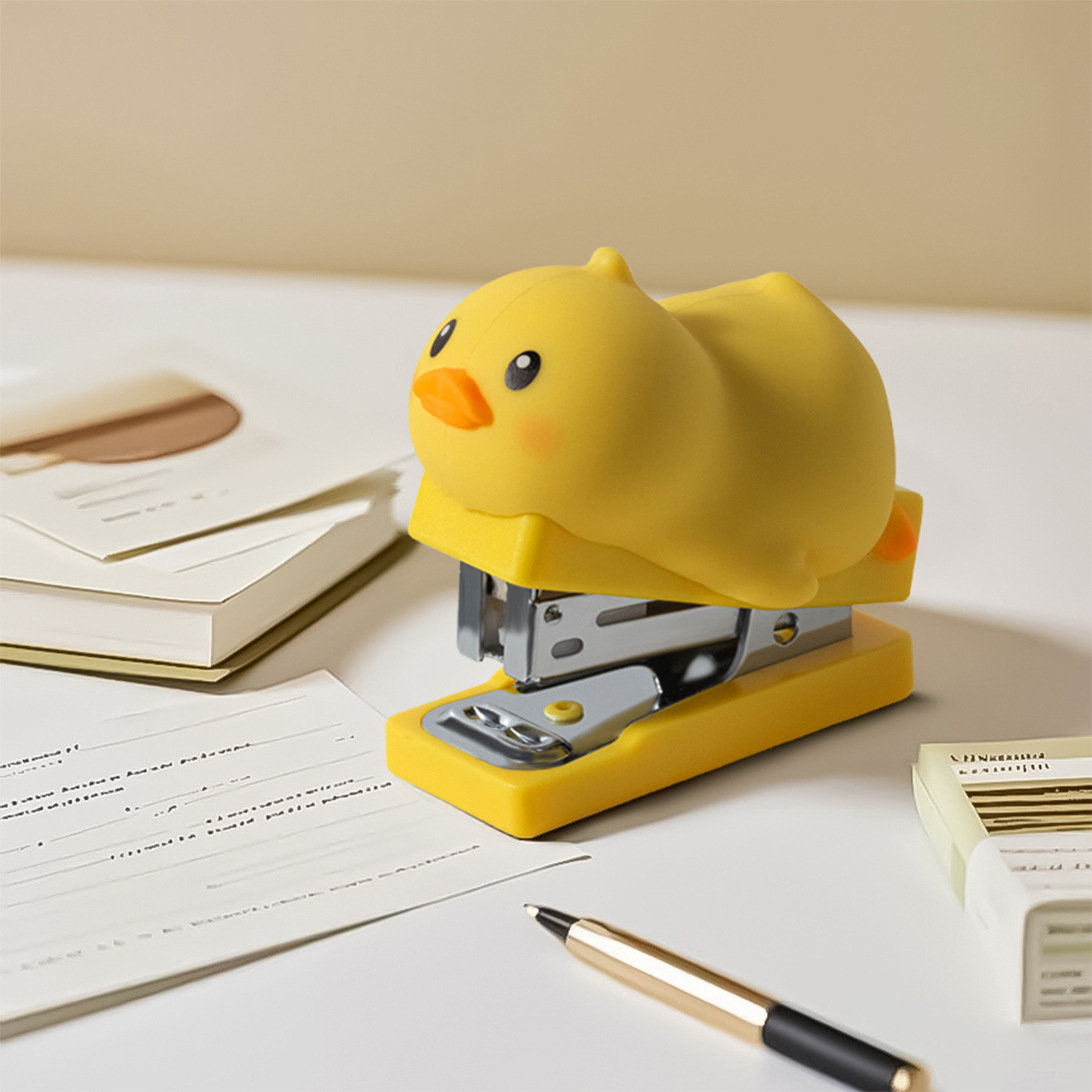 작은 노란 오리 인형 스테이플러 [가격은 1세트입니다]