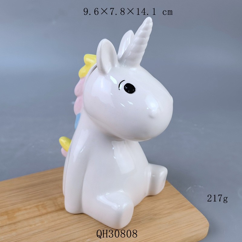 Cómics creativos pintados de cerámica unicornio alcancía arco iris unicornio alcancía cambio cabeza de bestia alcancía